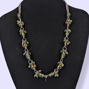 V. Green Glass Millefiori Necklace